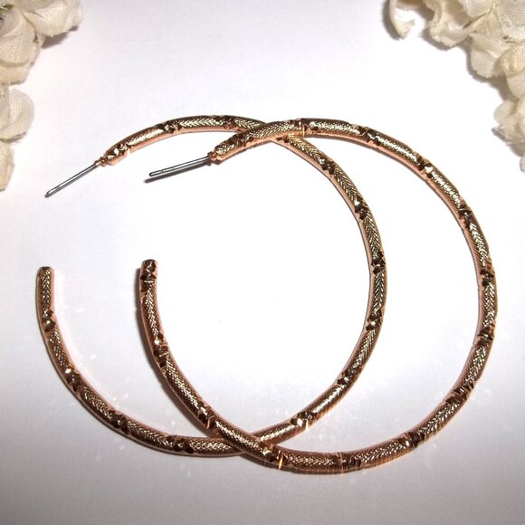 2 1/2 Inch Gold Hoop Earrings Costume Jewelry Oversized Fashion Accessory C876 - Picture 1 of 4